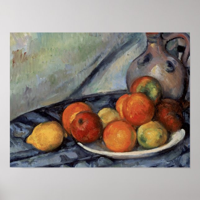 Paul Cezanne - Frukt och jug på Bord Poster (Framsidan)