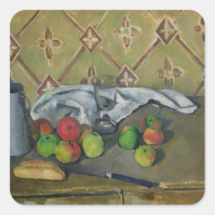 Paul Cezanne frukt, servett och Fyrkantigt Klistermärke