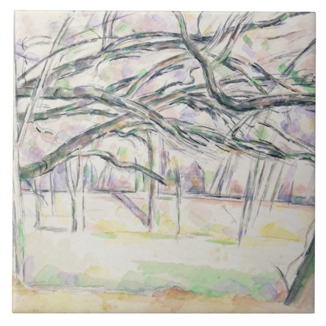 Paul Cezanne | fruktträdgården, c.1895 (w/c på Kakelplatta (Framsidan)