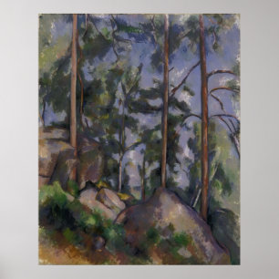 Paul Cézanne - gräs och stenar Poster