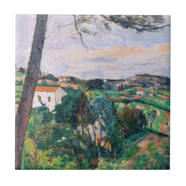 Paul Cezanne - Gräs träd vid Estaque Kakelplatta (Framsidan)