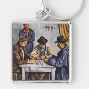 Paul Cezanne - Kortspelarna Fyrkantig Silverfärgad Nyckelring