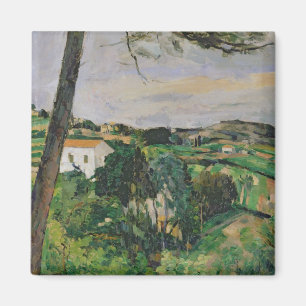 Paul Cezanne landskap med det röda tak eller Magnet