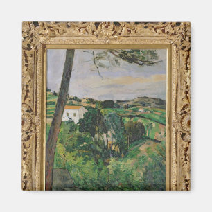 Paul Cezanne landskap med det röda tak eller Magnet