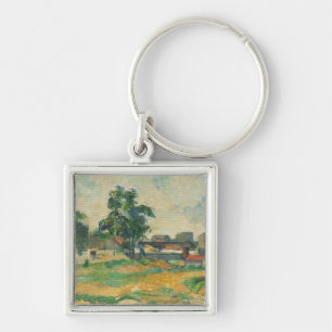 Paul Cezanne landskap nära Paris, C. 1876 (olja Fyrkantig Silverfärgad Nyckelring