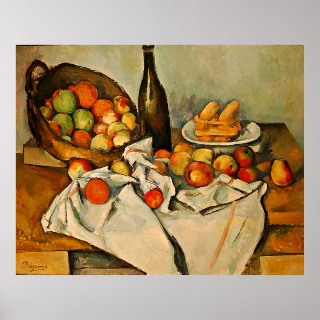 Paul cezanne lever fortfarande med en basket av äp poster (Framsidan)