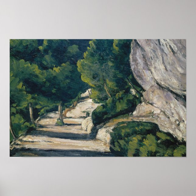 Paul Cezanne - liggande. Väg med Träd i Rocky Poster (Framsidan)