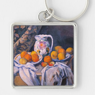 Paul Cezanne - Livet med en ridå Fyrkantig Silverfärgad Nyckelring
