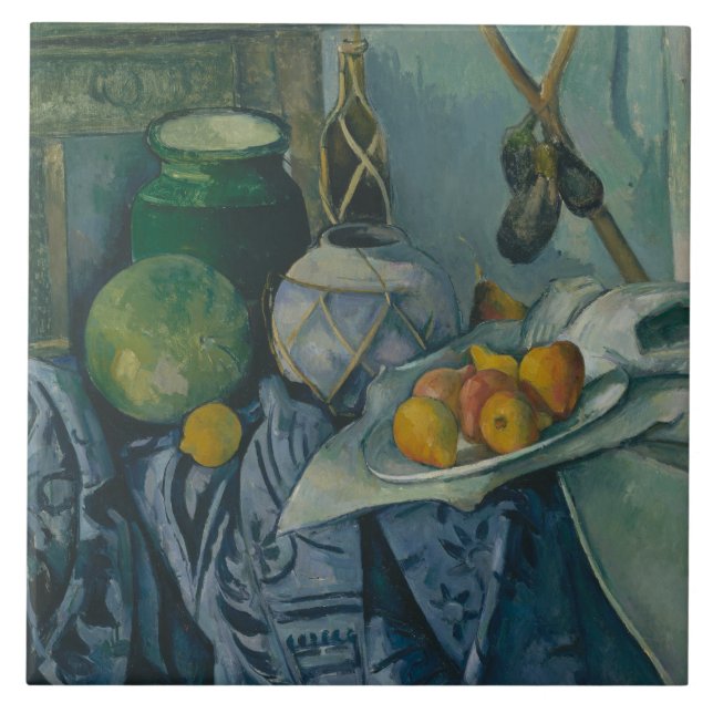 Paul Cezanne - Livet med Ginger Burk Kakelplatta (Framsidan)