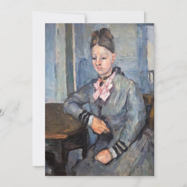 Paul Cezanne - Madame Cezanne Leaning på Bord Inbjudningar (Framsida)