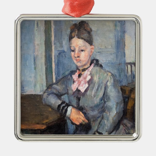 Paul Cezanne - Madame Cezanne Leaning på Bord Julgransprydnad Metall (Framsidan)