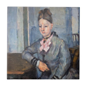 Paul Cezanne - Madame Cezanne Leaning på Bord Kakelplatta