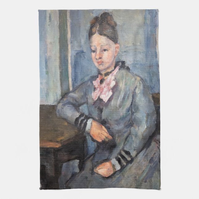 Paul Cezanne - Madame Cezanne Leaning på Bord Kökshandduk (Vertikal)