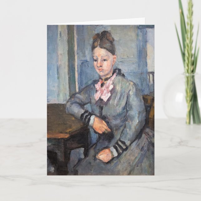 Paul Cezanne - Madame Cezanne Leaning på Bord Kort (Framsida)