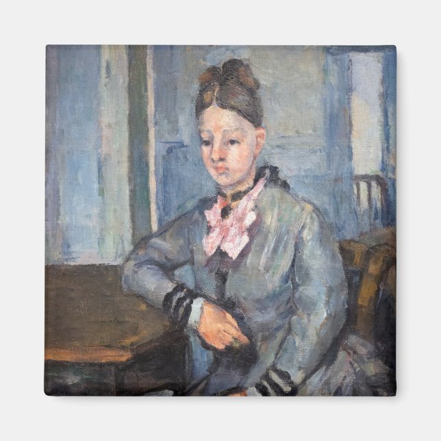 Paul Cezanne - Madame Cezanne Leaning på Bord Magnet (Framsidan)