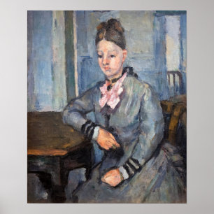 Paul Cezanne - Madame Cezanne Leaning på Bord Poster