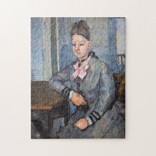 Paul Cezanne - Madame Cezanne Leaning på Bord Pussel (Vertikal)