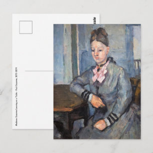 Paul Cezanne - Madame Cezanne Leaning på Bord Vykort