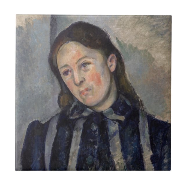 Paul Cezanne - Madame Cezanne with Loosened Hair Kakelplatta (Framsidan)