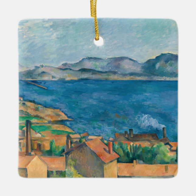 Paul Cezanne - Marseillebukten, Seen från Estaque Julgransprydnad Keramik (Framsida)