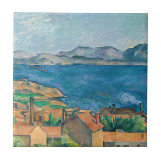 Paul Cezanne - Marseillebukten, Seen från Estaque Kakelplatta (Framsidan)