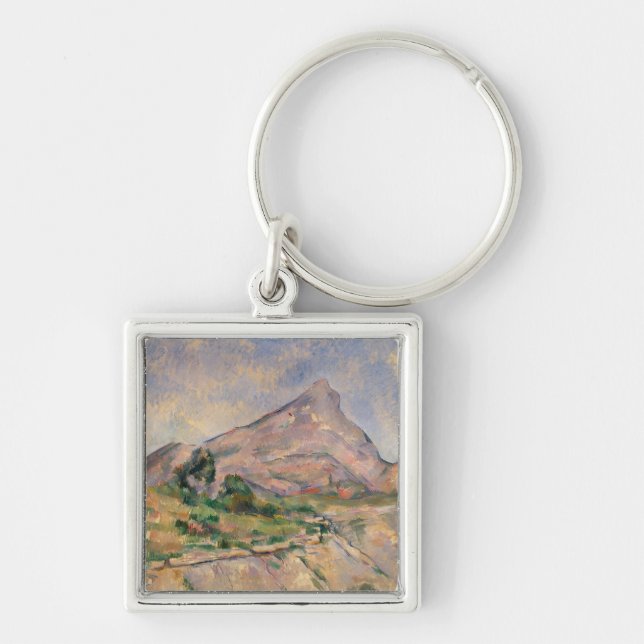 Paul Cezanne | Mont Sainte-Victoire, 1897-98 Fyrkantig Silverfärgad Nyckelring (Framsidan)
