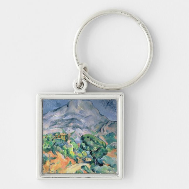 Paul Cezanne | Mont Sainte-Victoire, 1900 Fyrkantig Silverfärgad Nyckelring (Framsidan)