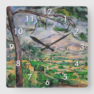 Paul Cezanne - Mont Sainte-Victoire och Large Gräs Fyrkantig Klocka