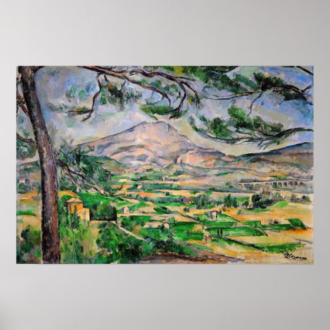 Paul Cezanne - Mont Sainte-Victoire och Large Gräs Poster (Framsidan)