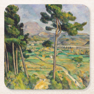 Paul Cezanne - Mont Sainte-Victoire och Viaduct Underlägg Papper Kvadrat
