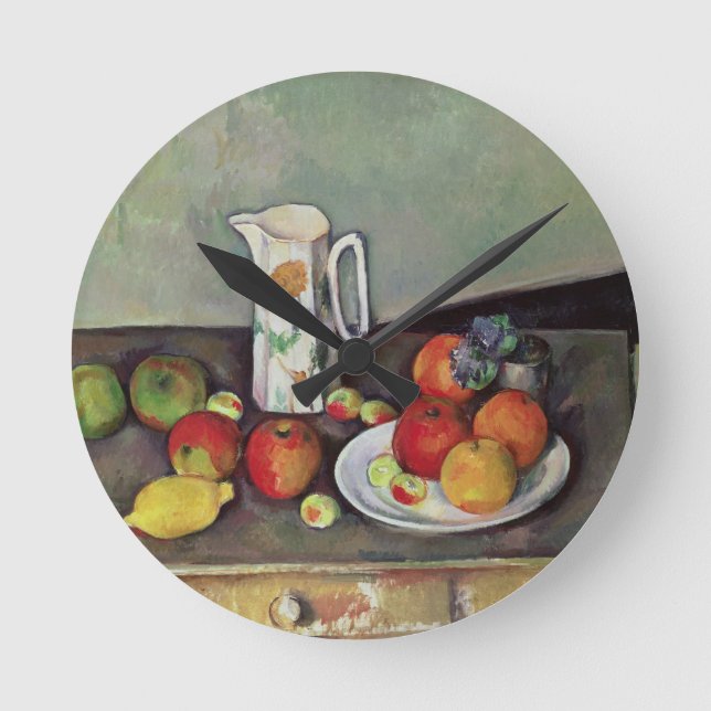 Paul Cezanne | Paul Cezanne | Fortsatt liv i mjölk Rund Klocka (Framsida)