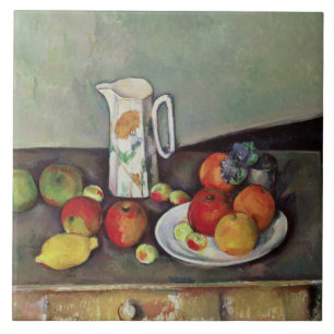 Paul Cezanne Paul Cezanne stilleben med mjölk Kakelplatta