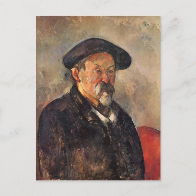 Paul Cezanne-Self-Porträtt med Beret Vykort (Framsida)