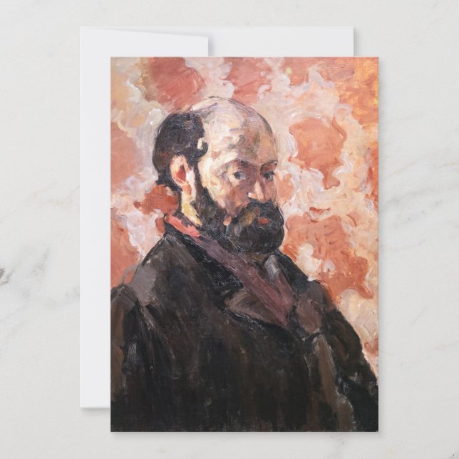 Paul Cezanne - Self-porträtt med rosa bakgrund Inbjudningar (Framsida)