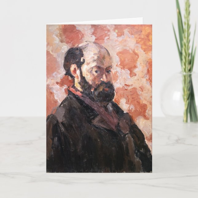 Paul Cezanne - Self-porträtt med rosa bakgrund Kort (Framsida)