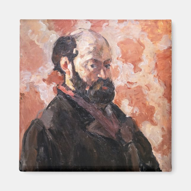 Paul Cezanne - Self-porträtt med rosa bakgrund Magnet (Framsidan)