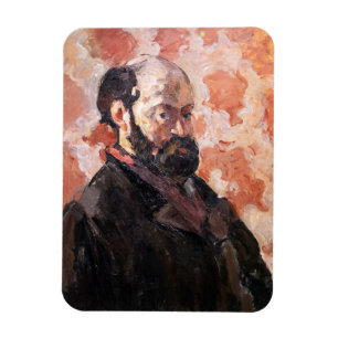 Paul Cezanne - Self-porträtt med rosa bakgrund Magnet