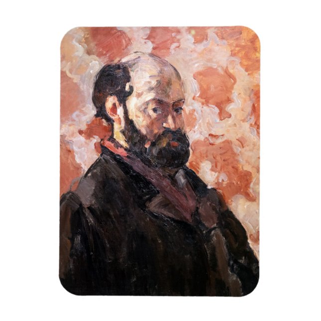 Paul Cezanne - Self-porträtt med rosa bakgrund Magnet (Vertikal)