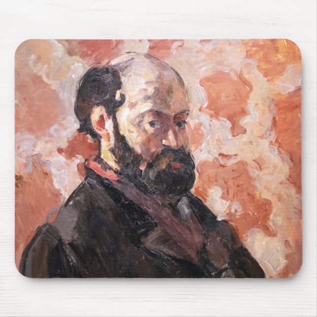 Paul Cezanne - Self-porträtt med rosa bakgrund Musmatta (Framsidan)