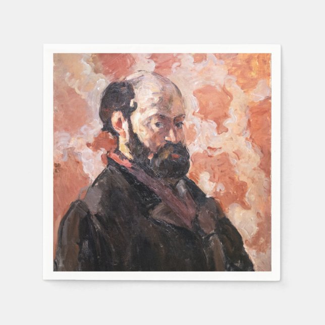 Paul Cezanne - Self-porträtt med rosa bakgrund Pappersservett (Framsidan)