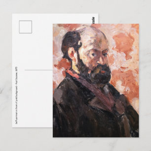 Paul Cezanne - Self-porträtt med rosa bakgrund Vykort