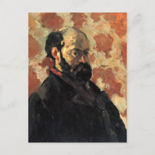 Paul Cezanne-Self-porträtt, rosa bakgrund Vykort