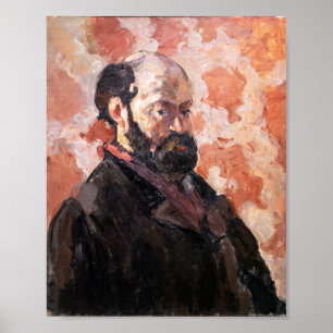 Paul Cezanne - Självporträtt med rosa bakgrund Poster