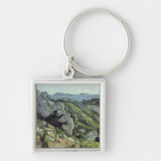 Paul Cezanne | stenar på L'Estaque, 1879-82 Fyrkantig Silverfärgad Nyckelring (Framsidan)
