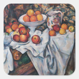 Paul Cezanne - still Life, Apples and Oranges Fyrkantigt Klistermärke