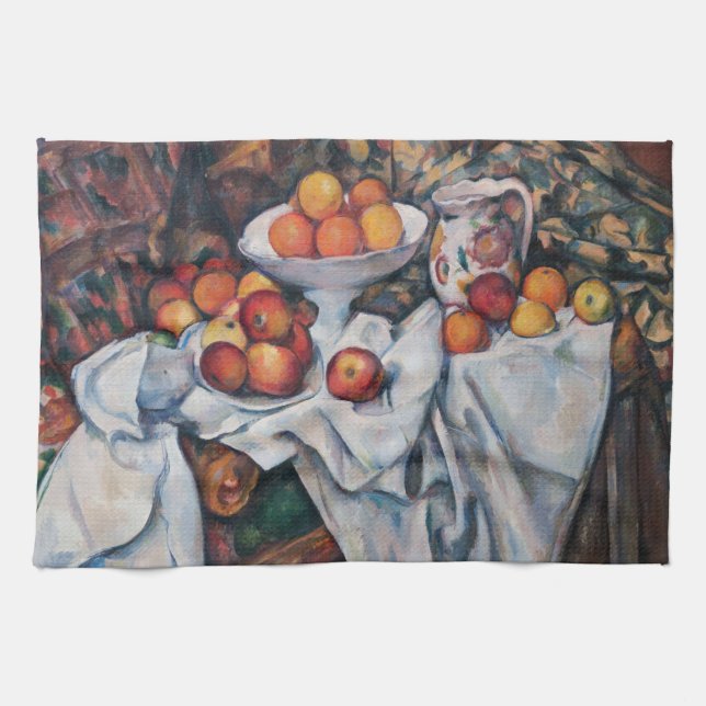 Paul Cezanne - still Life, Apples and Oranges Kökshandduk (Horisontell)