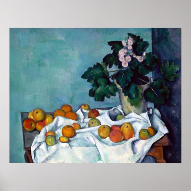 Paul Cezanne still Life Apples and Primroses Poster (Framsidan)