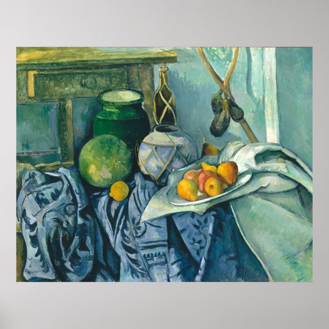 Paul Cezanne still Life Ginger Burk och Eggplant Poster (Framsidan)
