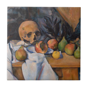 Paul Cezanne - still Life with Skull Kakelplatta