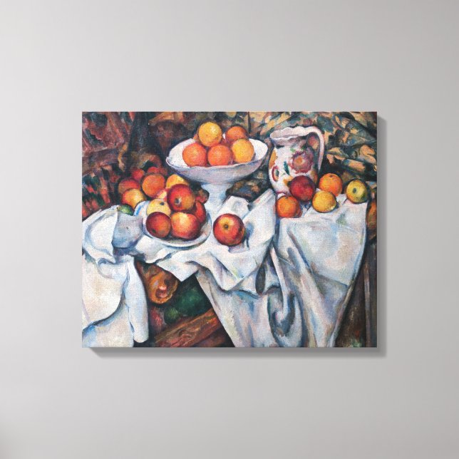 Paul Cezanne - Stilleben, Äpplen och Apelsiner Canvastryck (Framsida)